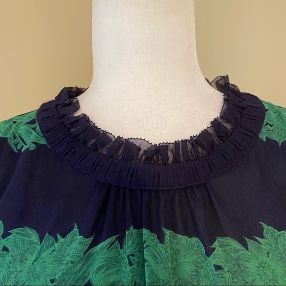 J. Crew 100% Silk Chiffon Ruffle Neck  Top - 2 - Picture 10 of 15